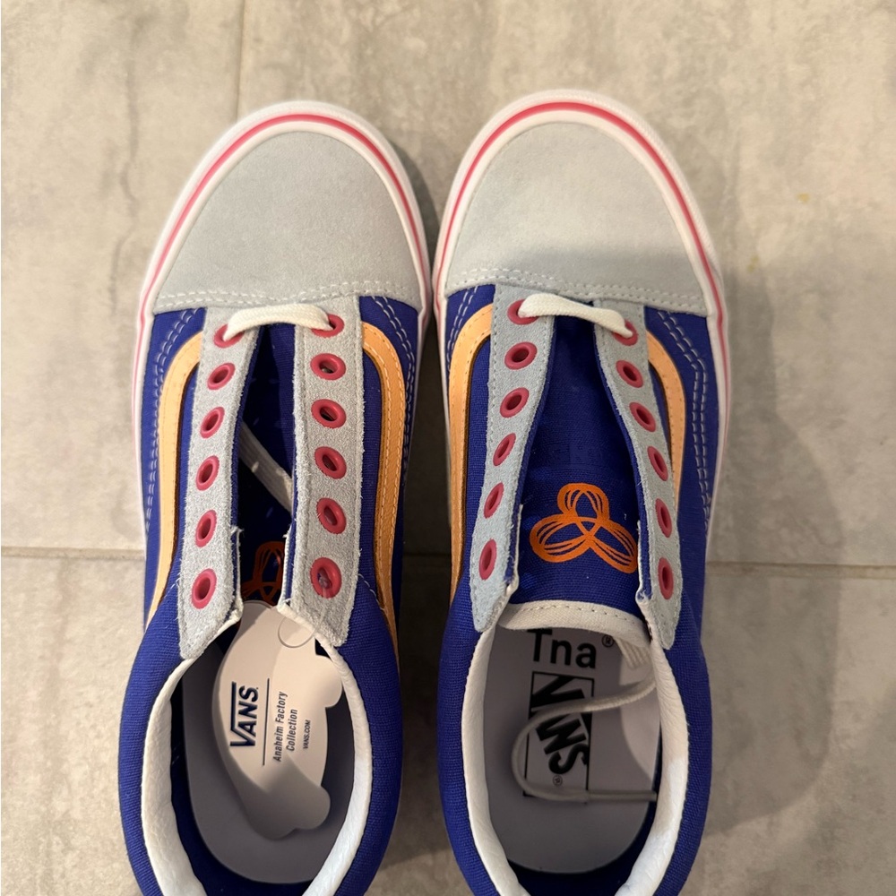 Vans Blue and Light Gray Sneakers with Orange Accents
